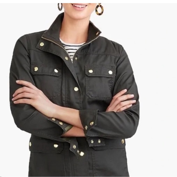 J. Crew Factory Olive Resin Coated Utility Jacket - Picture 10 of 11